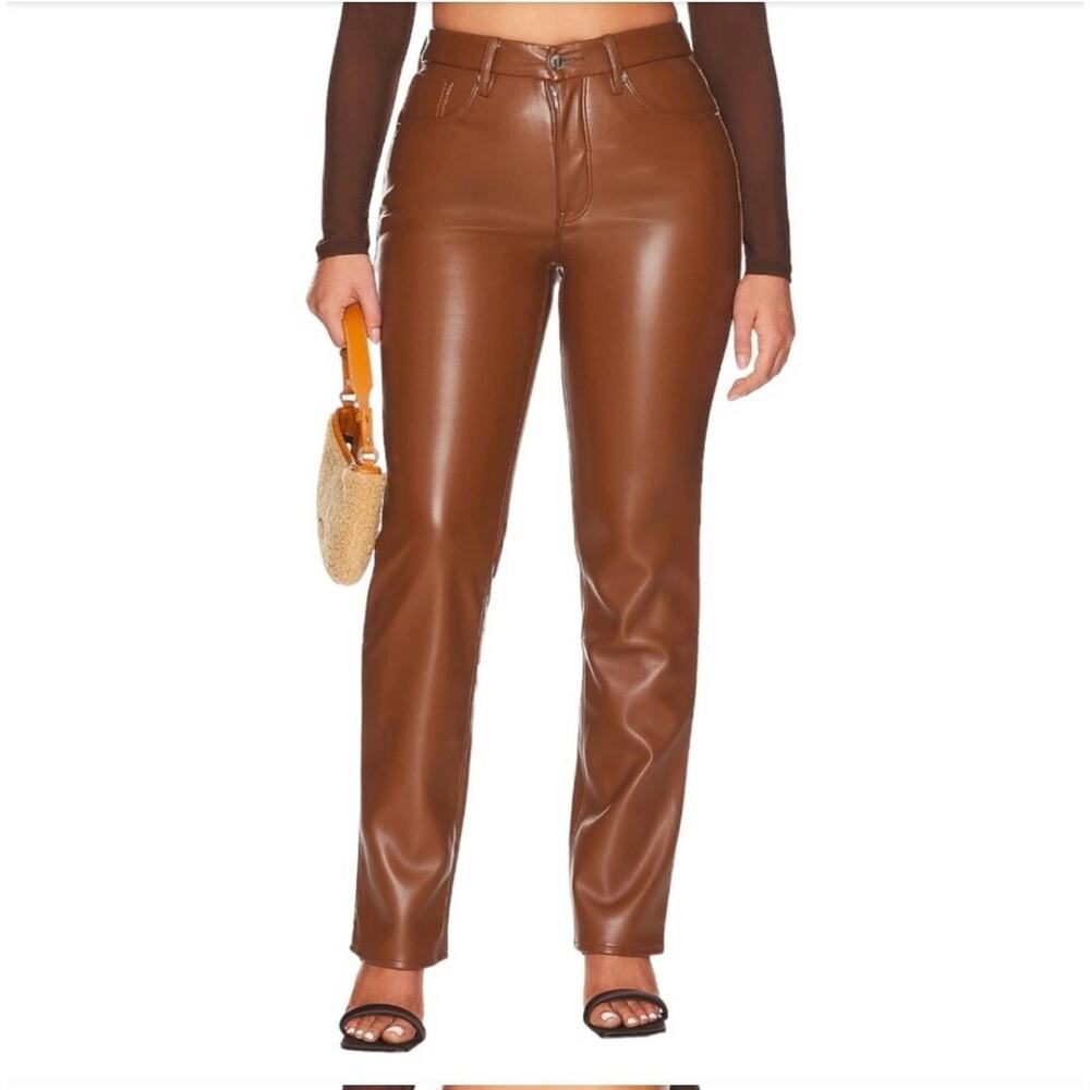 Good American Better Than Leather Good Icon Pants Burnt Caramel Size 16 NWT